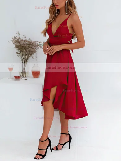 A-line V-neck Chiffon Tea-length Prom Dresses #Favs020106574