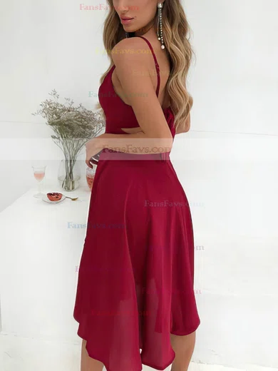 A-line V-neck Chiffon Tea-length Prom Dresses #Favs020106574