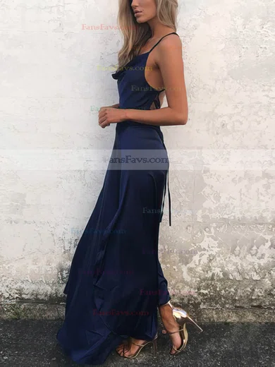 Sheath/Column Cowl Neck Silk-like Satin Ankle-length Split Front Prom Dresses #Favs020106589