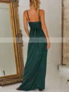 A-line V-neck Silk-like Satin Floor-length Split Front Prom Dresses #Favs020106591