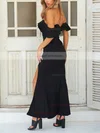 Sheath/Column Off-the-shoulder Stretch Crepe Ankle-length Split Front Prom Dresses #Favs020106595