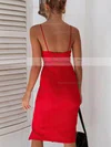 Sheath/Column V-neck Jersey Knee-length Split Front Prom Dresses #Favs020106600
