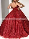 Ball Gown V-neck Glitter Sweep Train Sashes / Ribbons Prom Dresses #Favs020107615