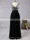 A-line V-neck Chiffon Sequined Floor-length Prom Dresses #Favs02016329