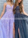 Tulle Sweetheart A-line Sweep Train Beading Prom Dresses #Favs020107620