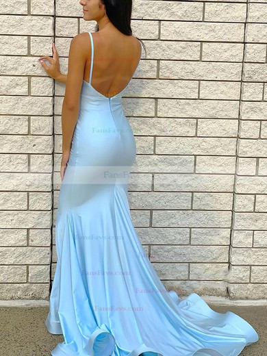 Trumpet/Mermaid V-neck Silk-like Satin Sweep Train Prom Dresses #Favs020107622