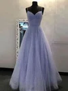A-line V-neck Glitter Sweep Train Beading Prom Dresses #Favs020107644