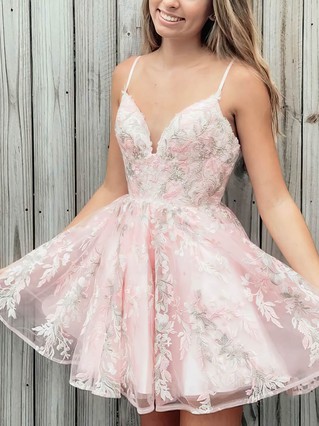 A-line V-neck Organza Short/Mini Beading Short Prom Dresses #Favs020107649 A-line V-neck Organza Short/Mini Beading Short Prom Dresses #Favs020107649