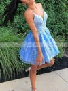 A-line V-neck Organza Short/Mini Beading Prom Dresses #Favs020107649