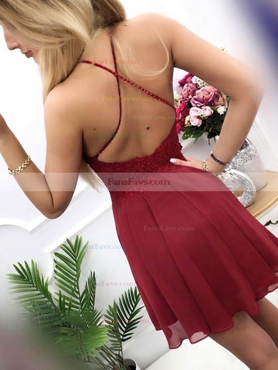 A-line Scoop Neck Chiffon Short/Mini Beading Short Prom Dresses #Favs020107657
