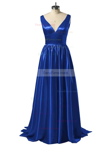 Princess V-neck Satin Floor-length Beading Prom Dresses #Favs02018723
