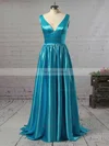 Princess V-neck Satin Floor-length Beading Prom Dresses #Favs02018723