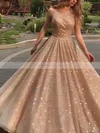 Ball Gown Scoop Neck Glitter Sweep Train Prom Dresses #Favs020107662