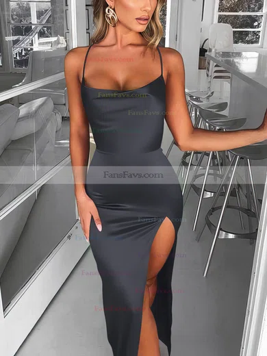 Trumpet/Mermaid Square Neckline Silk-like Satin Sweep Train Split Front Prom Dresses #Favs020107679