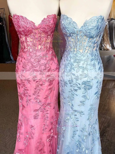 Trumpet/Mermaid Sweetheart Tulle Sweep Train Beading Prom Dresses #Favs020107709