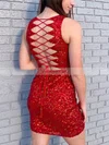 Sheath/Column Scalloped Neck Glitter Short/Mini Short Prom Dresses #Favs020107736