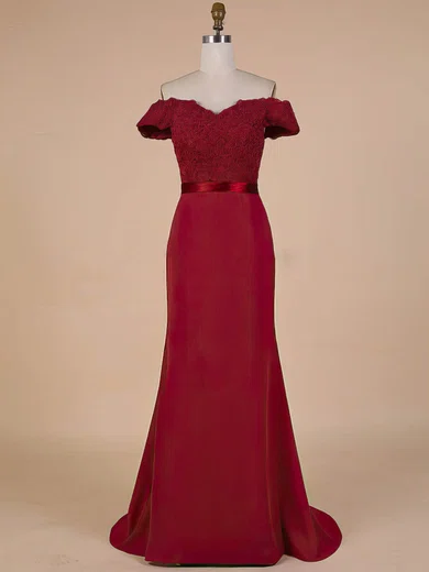 Trumpet/Mermaid Off-the-shoulder Chiffon Sweep Train Appliques Lace Prom Dresses #Favs02023570