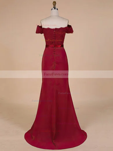 Trumpet/Mermaid Off-the-shoulder Chiffon Sweep Train Appliques Lace Prom Dresses #Favs02023570