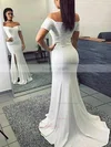 Trumpet/Mermaid Off-the-shoulder Jersey Sweep Train Split Front Prom Dresses #Favs020107765