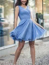 A-line V-neck Glitter Short/Mini Short Prom Dresses #Favs020107780