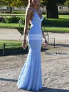 Trumpet/Mermaid V-neck Lace Floor-length Prom Dresses #Favs020107800