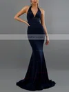 Trumpet/Mermaid Halter Jersey Sweep Train Bow Prom Dresses #Favs020107802