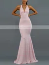 Trumpet/Mermaid Halter Jersey Sweep Train Bow Prom Dresses #Favs020107802