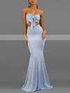 Trumpet/Mermaid Strapless Jersey Sweep Train Bow Prom Dresses #Favs020107803