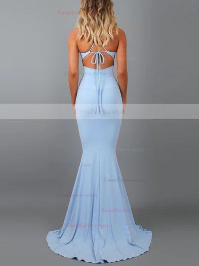 Trumpet/Mermaid V-neck Jersey Sweep Train Prom Dresses #Favs020107805