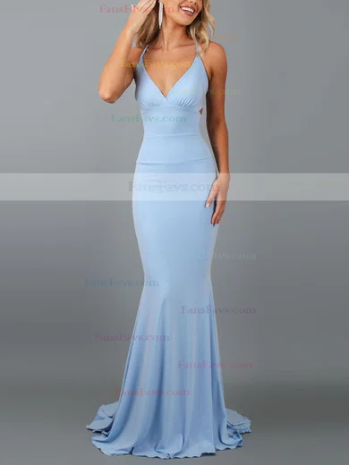 Trumpet/Mermaid V-neck Jersey Sweep Train Prom Dresses #Favs020107805