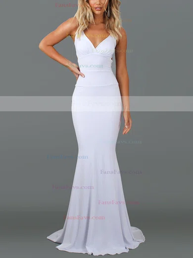 Trumpet/Mermaid V-neck Jersey Sweep Train Prom Dresses #Favs020107805