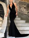 Trumpet/Mermaid Halter Lace Stretch Crepe Sweep Train Prom Dresses #Favs020107807