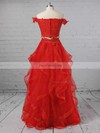 A-line Off-the-shoulder Tulle Floor-length Appliques Lace Prom Dresses #Favs020104809