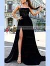 A-line Square Neckline Jersey Sweep Train Appliques Lace Prom Dresses #Favs020107810