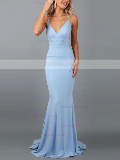 Trumpet/Mermaid V-neck Jersey Sweep Train Prom Dresses #Favs020107813
