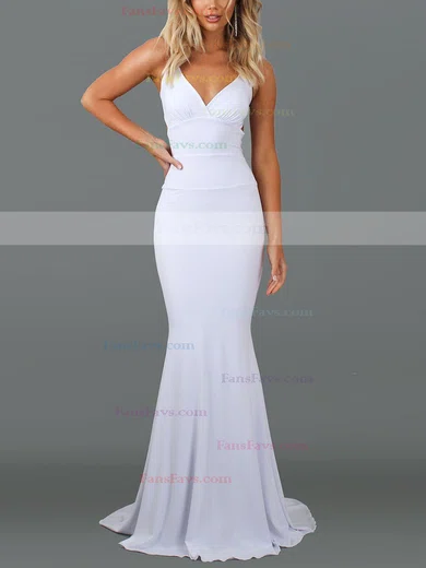 Trumpet/Mermaid V-neck Jersey Sweep Train Prom Dresses #Favs020107813