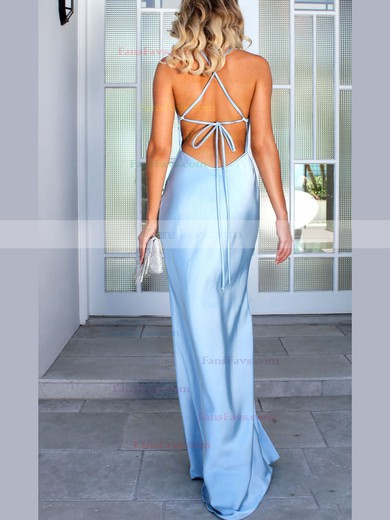 Sheath/Column Cowl Neck Silk-like Satin Sweep Train Prom Dresses #Favs020107816