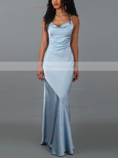Sheath/Column Cowl Neck Silk-like Satin Sweep Train Prom Dresses #Favs020107816