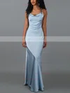 Sheath/Column Cowl Neck Silk-like Satin Sweep Train Prom Dresses #Favs020107816
