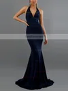 Trumpet/Mermaid Halter Jersey Sweep Train Bow Prom Dresses #Favs020107818