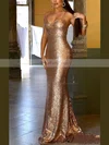 Trumpet/Mermaid V-neck Sequined Sweep Train Prom Dresses #Favs020107822