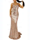 Trumpet/Mermaid V-neck Sequined Sweep Train Prom Dresses #Favs020107822