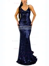 Trumpet/Mermaid V-neck Sequined Sweep Train Prom Dresses #Favs020107825