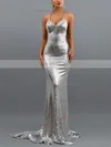 Trumpet/Mermaid V-neck Sequined Sweep Train Prom Dresses #Favs020107825