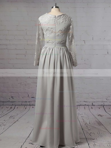 A-line V-neck Silk-like Satin Floor-length Appliques Lace Prom Dresses #Favs020104820