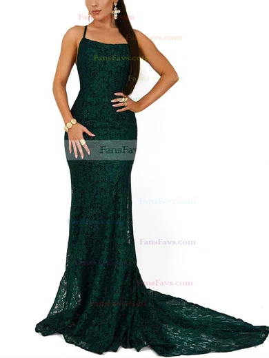 Trumpet/Mermaid Square Neckline Lace Sweep Train Beading Prom Dresses #Favs020107834