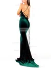 Trumpet/Mermaid Scoop Neck Velvet Sweep Train Lace Prom Dresses #Favs020107835