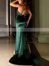 Trumpet/Mermaid V-neck Silk-like Satin Sweep Train Split Front Prom Dresses #Favs020107836