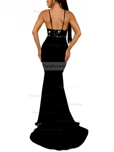 Trumpet/Mermaid V-neck Satin Sweep Train Prom Dresses #Favs020107837