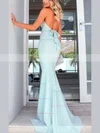 Trumpet/Mermaid Halter Glitter Sweep Train Bow Prom Dresses #Favs020107838